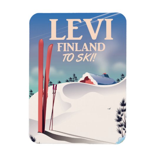 Levi, Finnland - Skiposter Magnet (Vertikal)