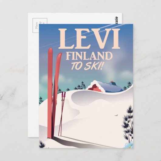 Levi, Finnland - Skiposter Postkarte (Vorne/Hinten)