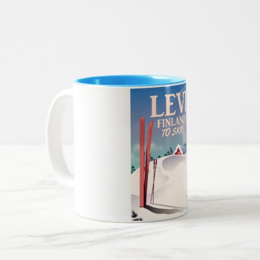 Levi, Finnland - Skiposter Zweifarbige Tasse (Vorderseite Links)