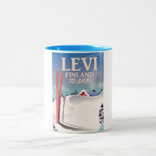 Levi, Finnland Skireiseplakat Zweifarbige Tasse