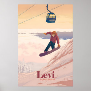 Levi Lappland Finnland Snowboarden Reiseplakat Poster