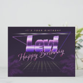 Levi Name Vorname lila retro Karte Geburtstag (Stehend Vorderseite)