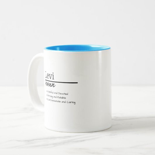 Levi, Personalisierter Name des Jungen Zweifarbige Tasse (Vorderseite Links)