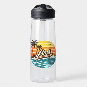 Levi Retro Sonnenuntergang Namensdesign Trinkflasche