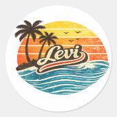 Levi Retro Sunset Name Design Runder Aufkleber (Vorderseite)