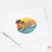 Levi Retro Sunset Name Design Runder Aufkleber (Umschlag)