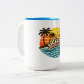 Levi Retro Sunset Name Design Zweifarbige Tasse (Vorderseite Links)