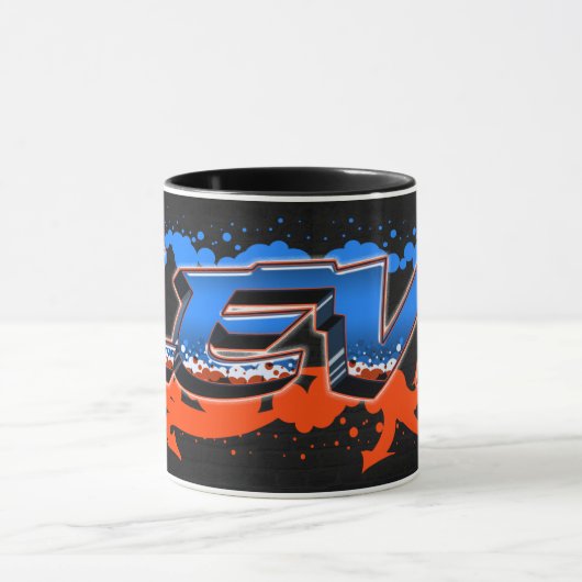 Levi Vorname Name Graffiti blue orange Tasse (Zentrum)
