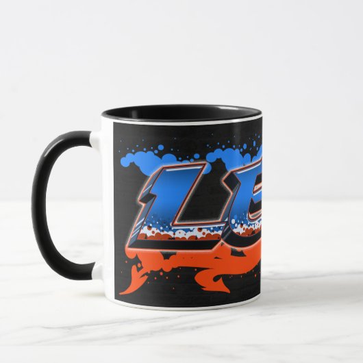 Levi Vorname Name Graffiti blue orange Tasse (Links)