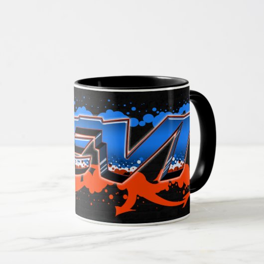 Levi Vorname Name Graffiti blue orange Tasse (VorderseiteRechts)