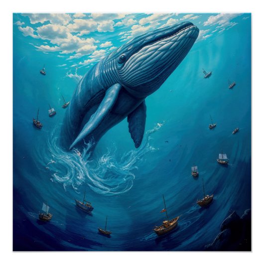 Leviathan’s Flight to Freedom – Surreal Whale Art Poster (Vorderseite)