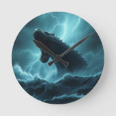 „Leviathan – Wächter der Tiefsee“ Runde Wanduhr (Vorderseite)