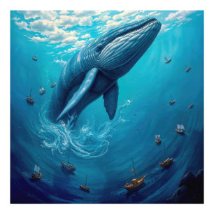 Leviathans Flug in die Freiheit – Surrealer Wal Ku Fotodruck