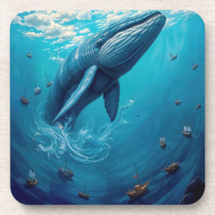 Leviathans Flug in die Freiheit – Surrealer Wal Ku Getränkeuntersetzer
