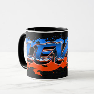 Levin Vorname Name Graffiti blue orange Tasse