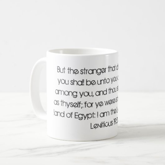 Leviticus 19:34 kaffeetasse (Vorderseite Links)