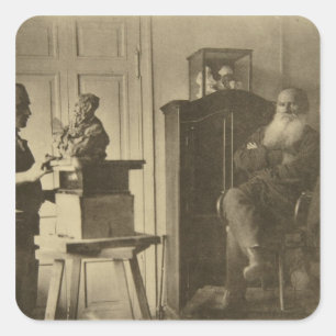 Lew Tolstoi und der Bildhauer Prinz Paolo Quadratischer Aufkleber