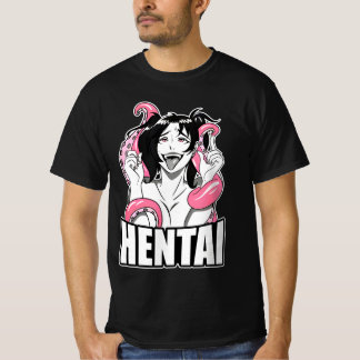 lewd Ahegao camiseta de cara izquierda anime chica T-Shirt