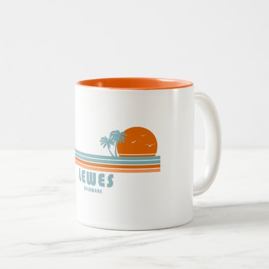 Lewes Delaware Sun Palm Trees Zweifarbige Tasse (VorderseiteRechts)