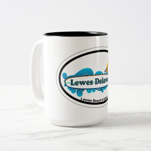 Lewes-Strand-ovaler Entwurf Zweifarbige Tasse (Vorderseite Links)