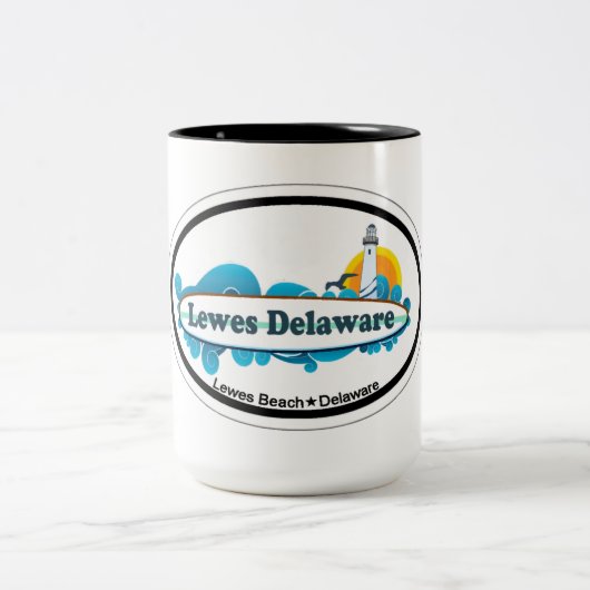 Lewes-Strand-ovaler Entwurf Zweifarbige Tasse (Mittel)