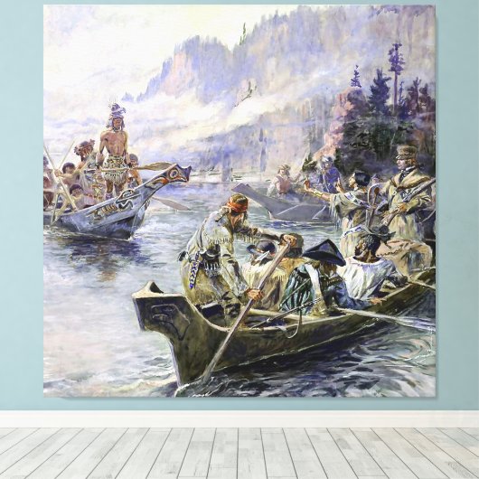 "Lewis and Clark" von Charles M Russell Leinwanddruck (Insitu (Holzboden))