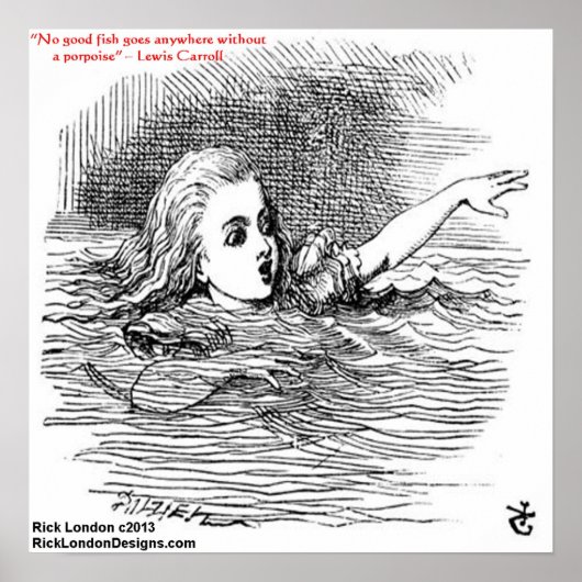 Lewis Carroll - Glass Illustration & Quote Poster (Vorne)