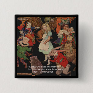 Lewis Carroll Illustration & Mind Change Zitat Button