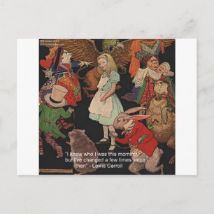 Lewis Carroll Illustration & Mind Change Zitat Postkarte