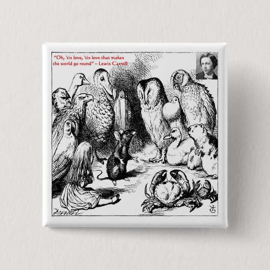 Lewis Carroll Spiegel-Illustration & Zitat Button (Vorderseite)
