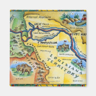 Lewis & Clark Expedition Karte Magnet