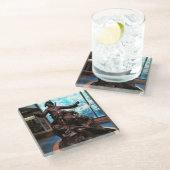 Lewis & Clark Statue, Fort Clatsop, Oregon Glasuntersetzer (Schrägansicht)