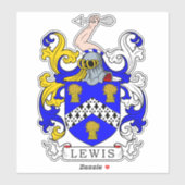 Lewis Familienwappen Aufkleber (Blatt)