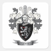 Lewis-Familienwappen-Wappen Quadratischer Aufkleber (Vorderseite)
