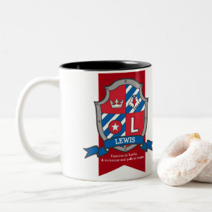 Lewis Name bedeutet Vogelroter Buchstabe L Zweifarbige Tasse