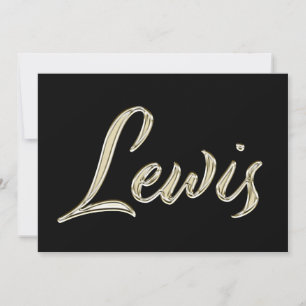 Lewis Name white gold Handwriting Karte