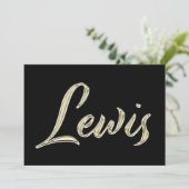 Lewis Name white gold Handwriting Karte (Stehend Vorderseite)