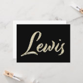 Lewis Name white gold Handwriting Karte (Vorderseite/Rückseite Beispiel)