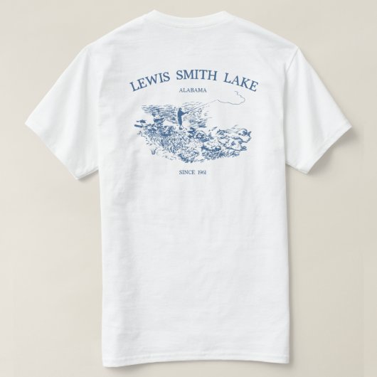 Lewis Smith Lake Fishing Sketch T-Shirt (Design Rückseite)