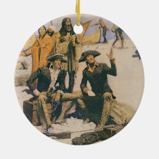 Lewis und Clark beim Columbia River Keramik Ornament (Hinten)