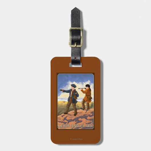 Lewis und Clark, die den Westen erforschen Gepäckanhänger (Vorderseite vertikal)