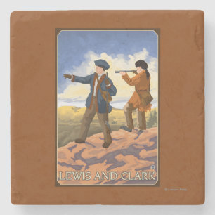 Lewis und Clark, die den Westen erforschen Steinuntersetzer