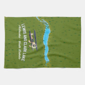 Lewis und Clark Lake Map Poster. Geschirrtuch (Horizontal)