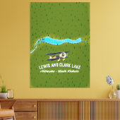 Lewis und Clark Lake Map Poster. Leinwanddruck (Insitu (Wohnzimmer))