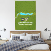 Lewis und Clark Lake Map Poster. Leinwanddruck (Insitu (Schlafzimmer))