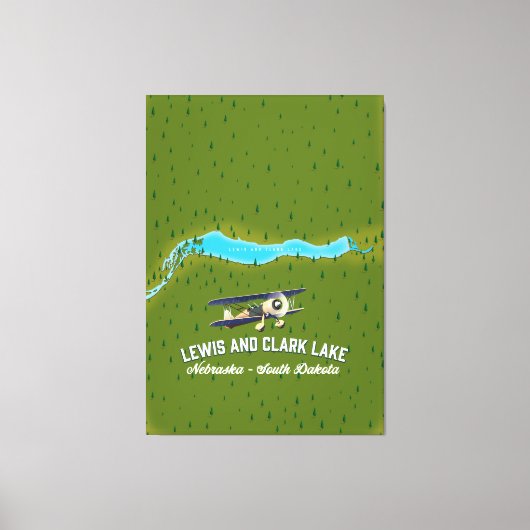 Lewis und Clark Lake Map Poster. Leinwanddruck (Vorderseite)