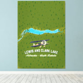 Lewis und Clark Lake Map Poster. Leinwanddruck (Insitu (Holzboden))