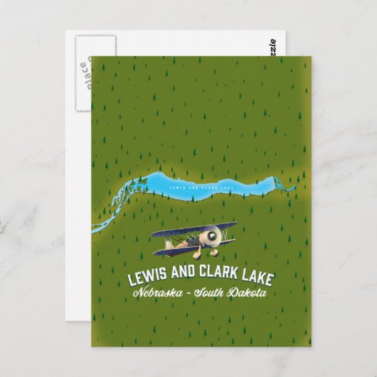 Lewis und Clark Lake Map Poster. Postkarte (Vorne/Hinten)