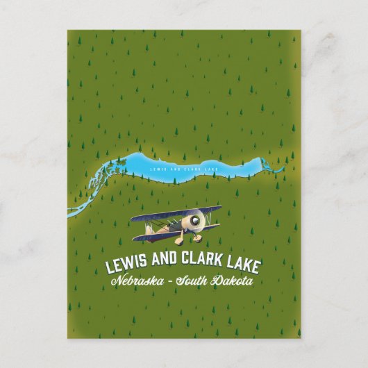 Lewis und Clark Lake Map Poster. Postkarte (Vorderseite)