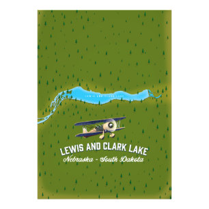 Lewis-und-Clark-See-Kartenposter. Fotodruck